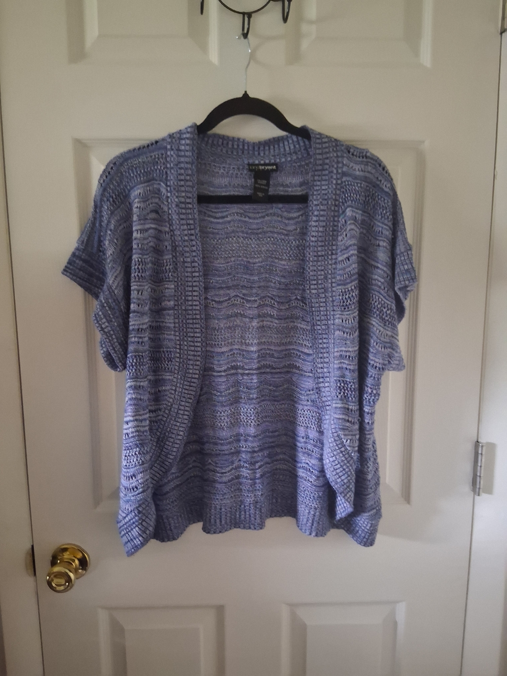 Lane Bryant Open-Front Lavender Knit Short-Sleeve Cardigan